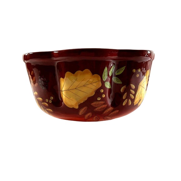 Laurie GatesWare X-Large Autumn Fall Decor Scalloped Edge Punch ServingBowl 13" - Picture 2 of 7